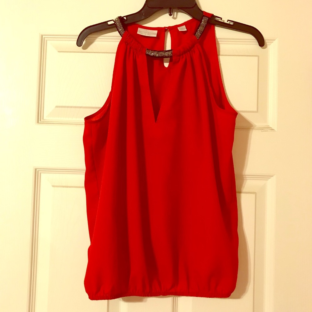 Bisou Bisou Red Blouse with Sparkle!